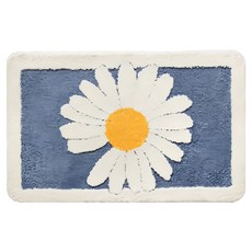 葉子小舖 加厚吸水絨毛腳踏浴室地墊 80 x 50cm 清新雛菊 藍色, 1個