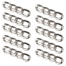 KHOOMIE 鏈條型胸針別針 自助縮腰調節夾式安全別針 5W0942, 10個, 銀色