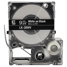 EPSON LK-3BWV C53S653412 標籤帶, 黑色 + 白色, 9mm