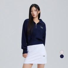 NEDRY 女性可愛字母羊毛混紡半拉鍊毛衣