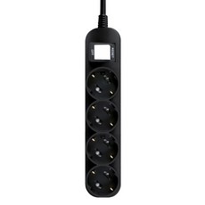 Plustap 韓國製造 比較環形 4孔延長線, 4m, 1個, 黑色
