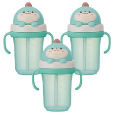 에디슨 프렌즈 흘림방지 입체 빨대컵2, 300ml, 3개, 공룡에디노