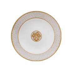 HERMES 愛馬仕 馬賽克24K金圓形深盤 026026P, 混合色, 1個