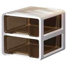 小麥購物 家用抽屉分格收納盒 L200 15格 + 10格 2層, 茶色, 1個