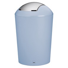 KELA 搖擺蓋垃圾桶，PP塑料，鍍鉻PS塑料（上蓋），直徑19.5 x 高29 cm，約5L, 藍色, 1個