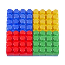 UNiPLAY 抗菌軟積木建築組合64片 安全玩具 激發創造力, 紅色 + 黃色 + 藍色 + 綠色, 1組