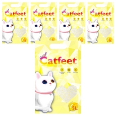 Catfeet 除臭水晶貓砂 快速吸附異味 極省用量 5L, 檸檬, 5袋