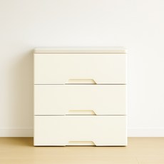 보노하우스 국내 제조 모던플러스 우드상판 서랍장, 화이트, 3개