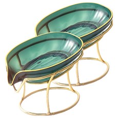 ozney 高CP值排水葉子肥皂架, 2個, 03 綠色