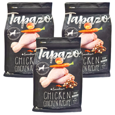 Tapazo 熟齡犬 凍乾三重奏，營養乾糧與豐富佐餐，搭配雞肉、雞蛋、胡蘿蔔凍乾，全齡犬適用, 低敏雞肉配方, 907g, 3包
