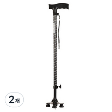 마샤투 어르신 효도선물 네발 조절 지팡이, 브라운, 2개