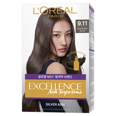 로레알파리 엑셀랑스 애쉬 슈프림 염모제, 9.11 실버 애쉬 토프 브라운, 1개