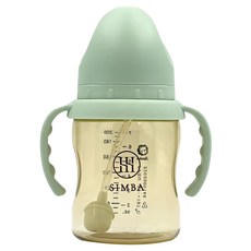 Simba 小獅王辛巴 蘊蜜鉑金 PPSU寬口吸管把手防脹氣奶瓶 0歲以上, 綠沐, 200ml, 1個