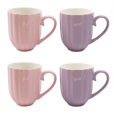 Royal Boden 褶皺馬克杯 320ml 4入, 粉紅色 + 紫色, 1套