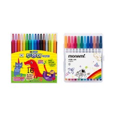 地球化學 透明彩色鉛筆 16色 + Monami 超級簽字筆 12色, 混合色, 1套