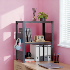 홈던트하우스 타공판 철제 책상선반, 블랙, 2.5단