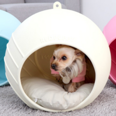 REDPUPPY 寵物Molly小屋 + 布坐墊, 小屋(象牙白), 坐墊(隨機出貨)