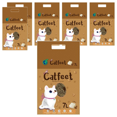 Catfeet 天然環保豆腐砂 快速溶解 可沖馬桶, 咖啡, 7L, 6包