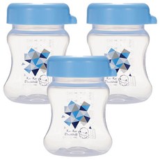 KU.KU Duckbill 酷咕鴨 幾何視界PP寬口儲奶瓶 密封防漏 母乳保鮮 頂級安全PP儲乳瓶 BPA Free, 顏色隨機, 140ml, 3個