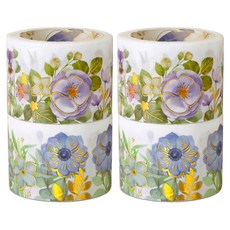 indi.k 植物花卉紙膠帶 3cm x 3m 2款組, 紫色, 藍色, 2套