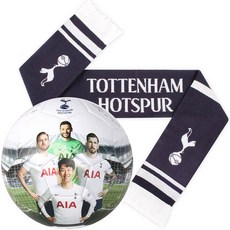 TOTTENHAM HOTSPUR 圍巾+照片足球組, 海軍藍（消聲器），白色（足球）