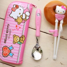 HELLO KITTY 學習筷子湯匙餐具組, 1組