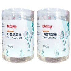 Nuby 口腔清潔棒 7.8 x 1.3cm, 白色, 30支, 2罐