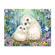 Momopix Painting DIY數字油畫組 50 x 40cm, 繁花貓頭鷹, 1個