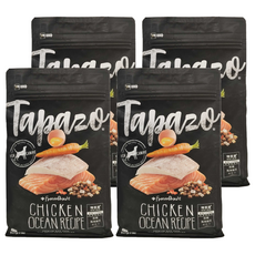 Tapazo 特百滋 成幼犬 凍乾三重奏 低敏海魚配方, 營養乾糧,豐富佐餐, 暢享大口吃肉滿足感, 讓毛孩長得頭好壯壯, 907g, 4包