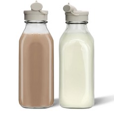 mir 六角開關方瓶玻璃瓶灰色, 1L, 2個