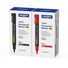 PENMAX 油性馬克筆 黑色 12入+紅色 12入, 混色, 1套