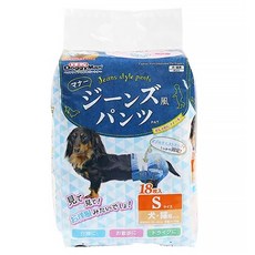 DoggyMan 犬貓用防側漏紙尿褲 牛仔藍 寵物尿布 防漏透氣 小型犬貓適用, S, 18件, 1包