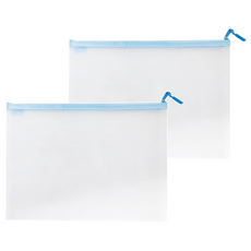 CoX 三燕興業 EVA環保霧面抗靜電A4收納拉鍊袋 附名片袋 NO.8164H 34 x 25cm, 顏色隨機, 2個