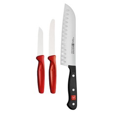 WUSTHOF 三叉 GOURMET 適合入門者使用 握感舒適 操作簡單 輕量化刀身設計, 1組, 三德刀 + 鋸齒刀 + 水果刀