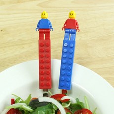 OXFORD Block 積木造型叉匙餐具盒組, 湯匙+叉子+收納盒, 藍色, 1組