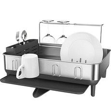 SimpleHuman 豪華紅酒餐具瀝水架2, 1層, 1個, 銀色