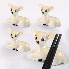 Gold Pang 可愛小鹿陶瓷筷架 4入, 4個, 米色