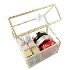 Ju and Ji 金邊框架附蓋口紅收納盒 15格, 金色, 1個