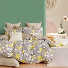 Pure One 床包被套組 單人純棉, 台灣製, 床包 + 被套 + 枕套組, 床包 (186 x 105cm) + 被套(195 x 135cm) + 枕套(75 x 45cm), 春風拂夢灰