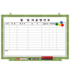 [파란들칠판] 자석형 외출행선표 그린파스텔프레임