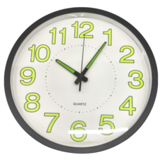 北歐風靜音時鐘, 白底黑框 夜光字體