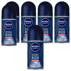 NIVEA 妮維雅 男士止汗爽身乳液 瞬間酷涼系列 激爽制汗 48小時 持久乾爽無異味, 50ml, 6瓶