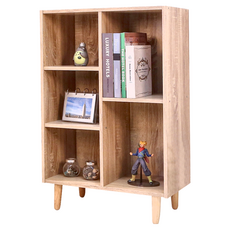 BuyJM 低甲醛開放五格實木腳收納櫃 多元化儲物空間 一物兩用多格儲物設計, 漂流木紋, 61.2 x 30.5 x 92.5cm