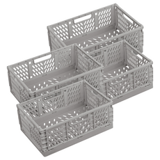 Dailygongam 可堆疊收納整理盒, 深灰色, 中型(30.5 x 20.3 x 12.5 cm), 4個