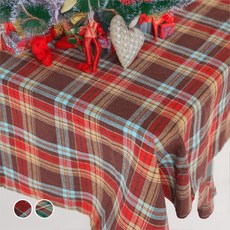 마켓에이 성탄 레트로 크리스마스식탁보, 레드, 140 x 140 cm