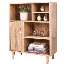 BuyJM 低甲醛五格單門實木腳收納櫃/置物櫃 漂流木紋 居家收納好幫手, 72 x 30.5 x 93cm