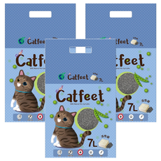 Catfeet 天然環保破碎型豆腐砂 活性碳, 快速溶解, 可沖馬桶, 7L, 3袋