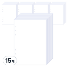 워너디스 6공 기본 리필 속지 내지 무지 블랭크, 20매, 15개