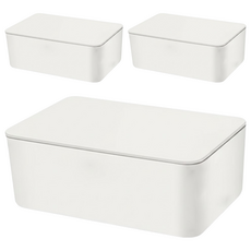 濕紙巾收納盒 01小號 白蓋白盒 簡約設計 防塵保濕 多用途收納, 白色, 3個
