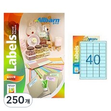 올바른라벨 칼라라벨 연파랑 레이저 잉크젯공용 4X10, 40칸, 250개